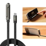 240W Type-C Fast Charging Cable with Foldable Phone Stand and Braided Design