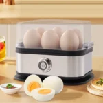 FGHGF Rapid Electric Egg Cooker 6 Egg Capacity Auto Shut Off Vegetable Steamer EU Plug Stainless Steel