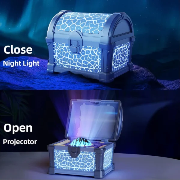 Galaxy Projector Aurora Night Light in vintage treasure chest design