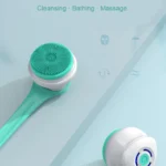 HAOYUNMA 5 in 1 Electric Shower Cleaning Brush Rechargeable Long Handle IPX7 Waterproof Body Scrubber with 5 Brush Heads