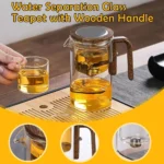 Magnetic Glass Teapot with One-Click Tea Separation and Wooden Handle