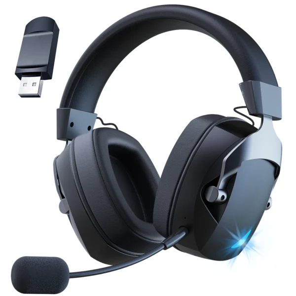Tri-Mode Gaming Headset with Detachable Noise Cancelling Microphone and Multi-Device Connectivity
