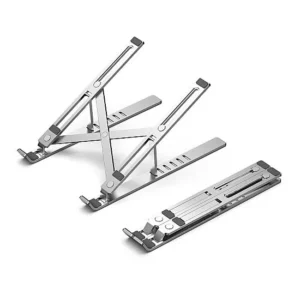aluminum laptop stand on office desk